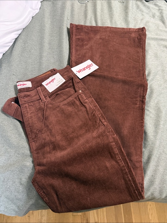 Wrangler Pants - Wrangler Rust Brown Corduroy Flare Pants